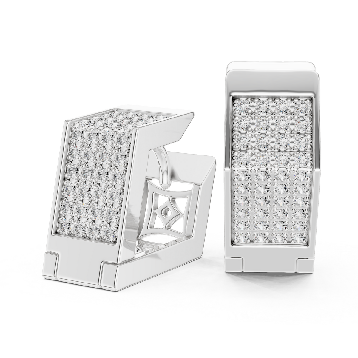Solviera Pavé Rectangle Huggie Hoops