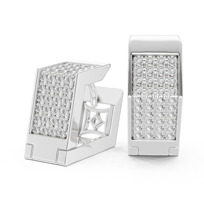 Solviera Pavé Rectangle Huggie Hoops