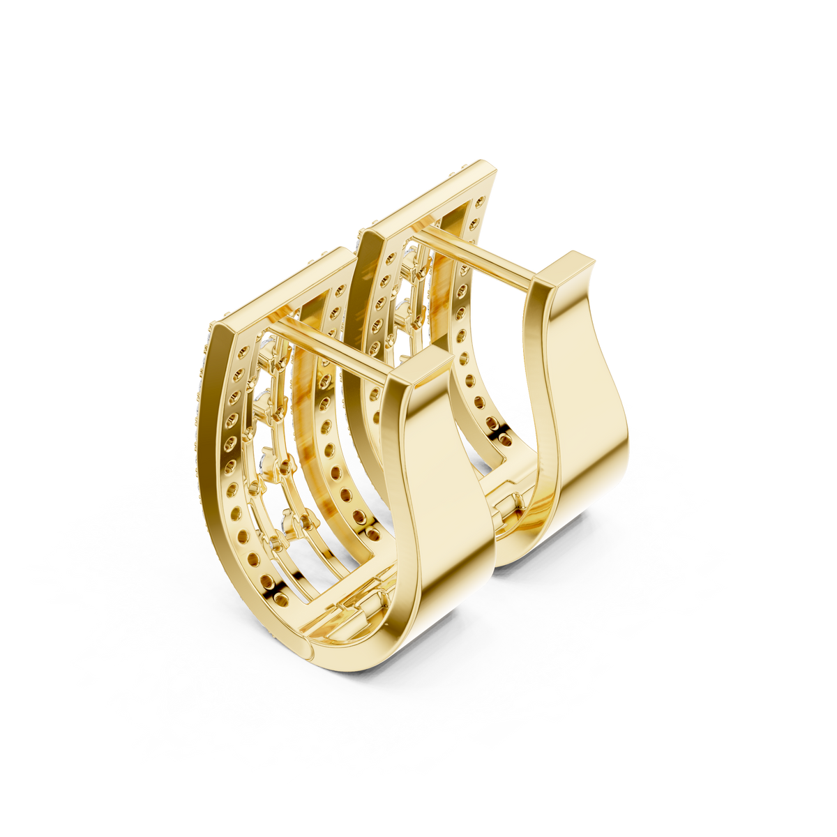 Calivora Rectangular Pavé Frame Hoops