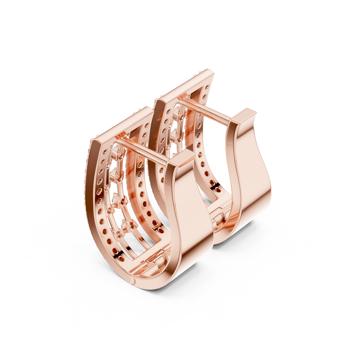 Calivora Rectangular Pavé Frame Hoops