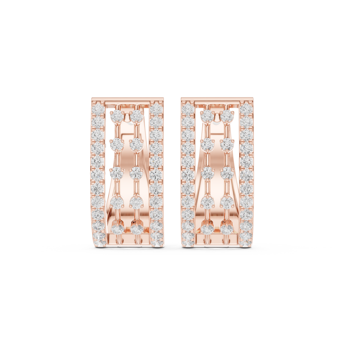 Calivora Rectangular Pavé Frame Hoops