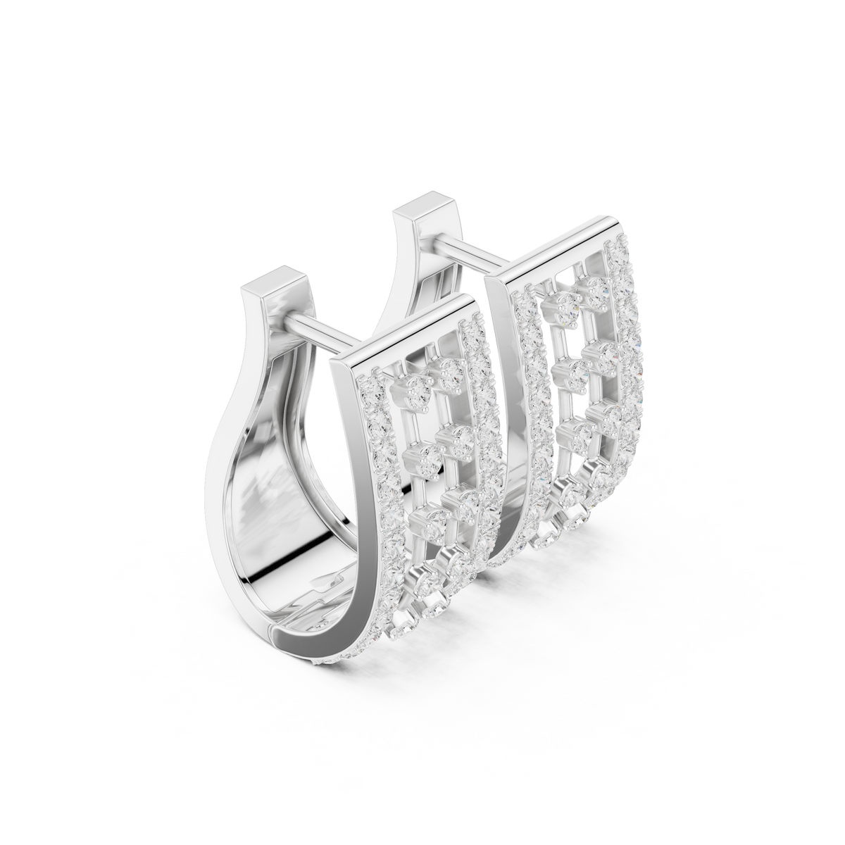 Calivora Rectangular Pavé Frame Hoops