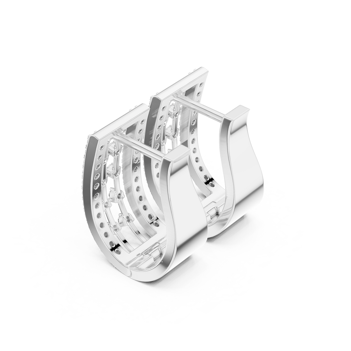 Calivora Rectangular Pavé Frame Hoops