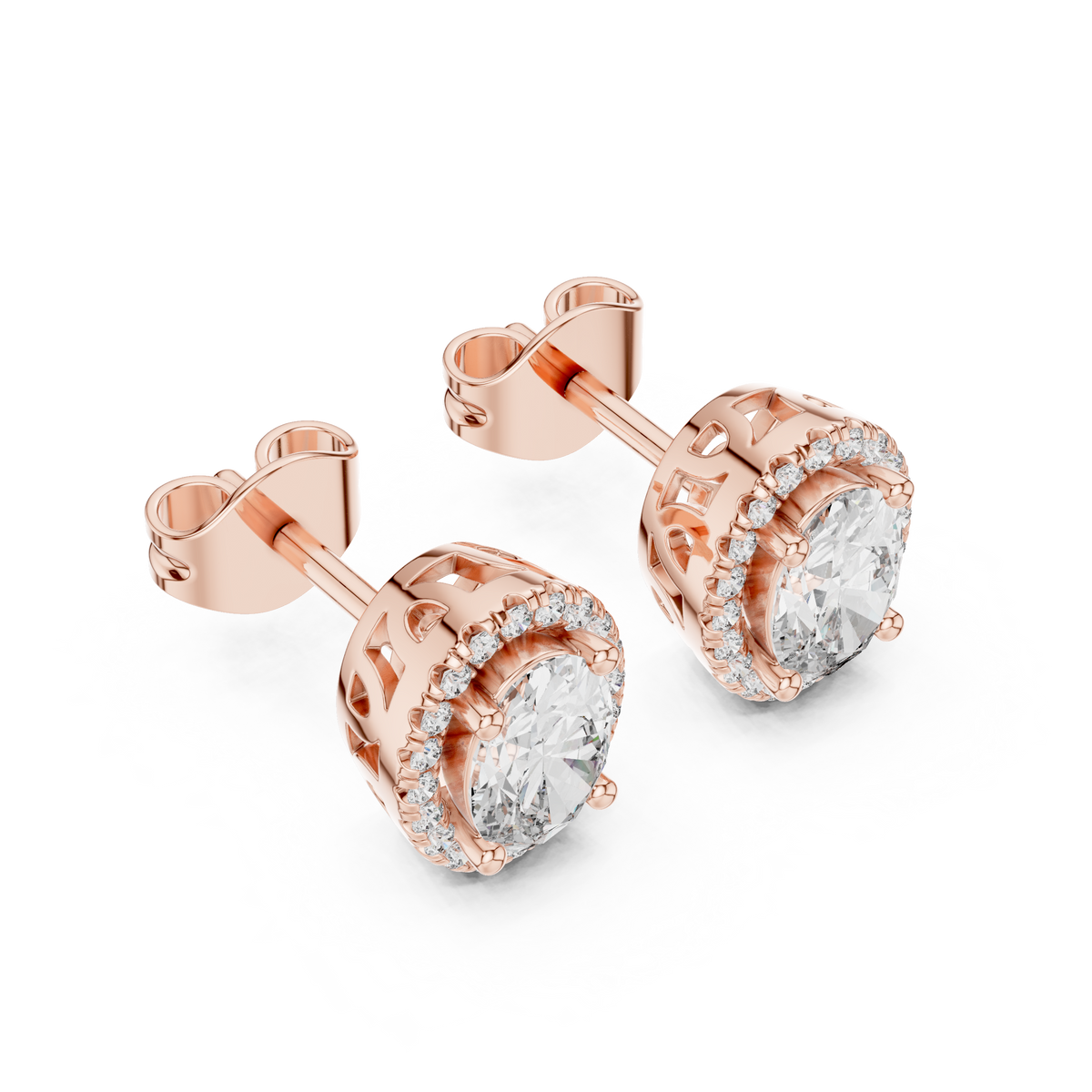 Calista Oval Diamond Halo Studs