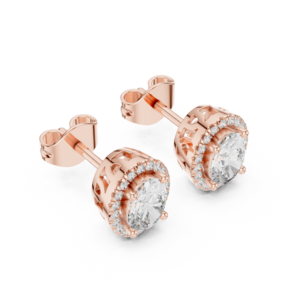 Calista Oval Diamond Halo Studs