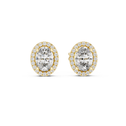 Calista Oval Diamond Halo Studs