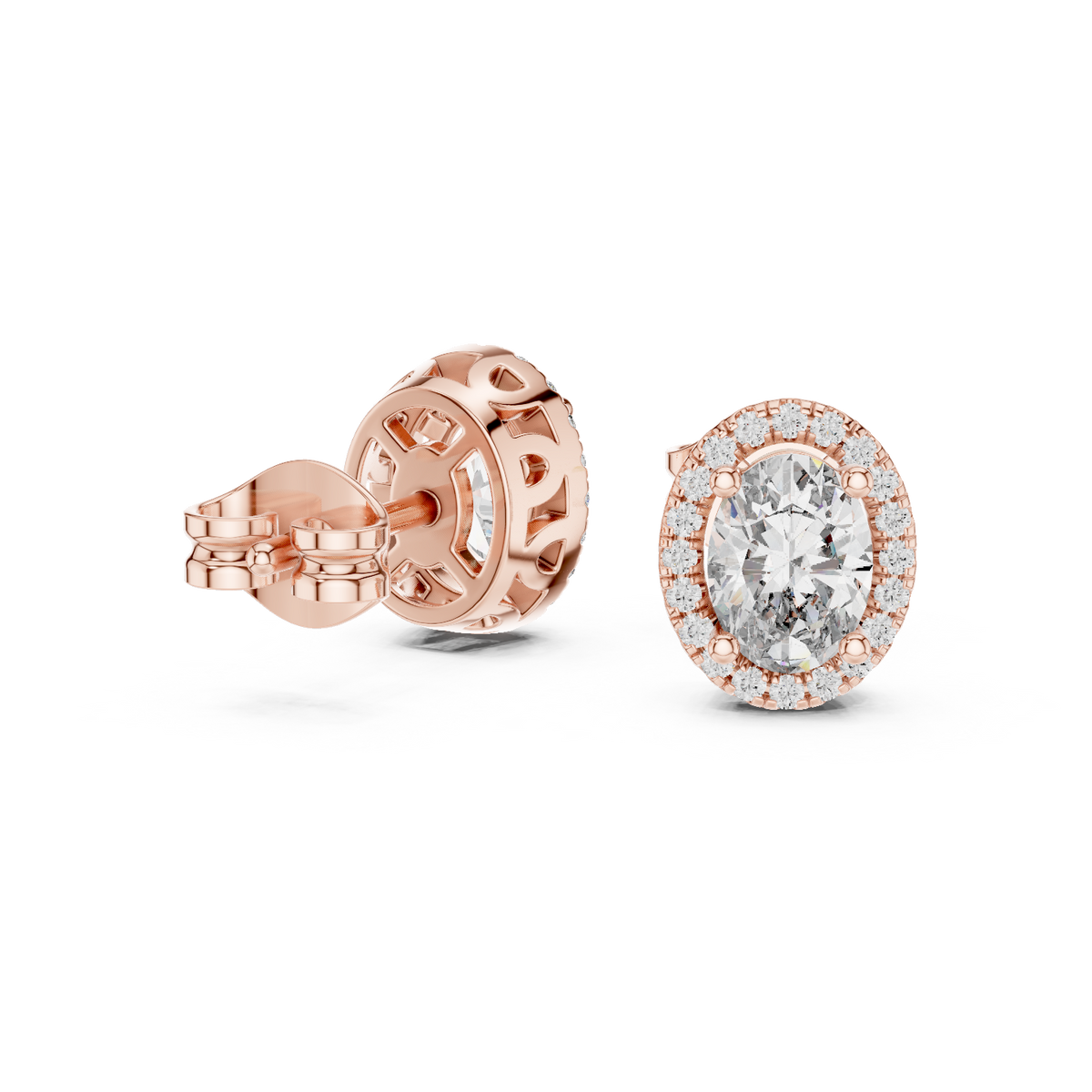 Calista Oval Diamond Halo Studs