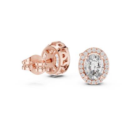 Calista Oval Diamond Halo Studs
