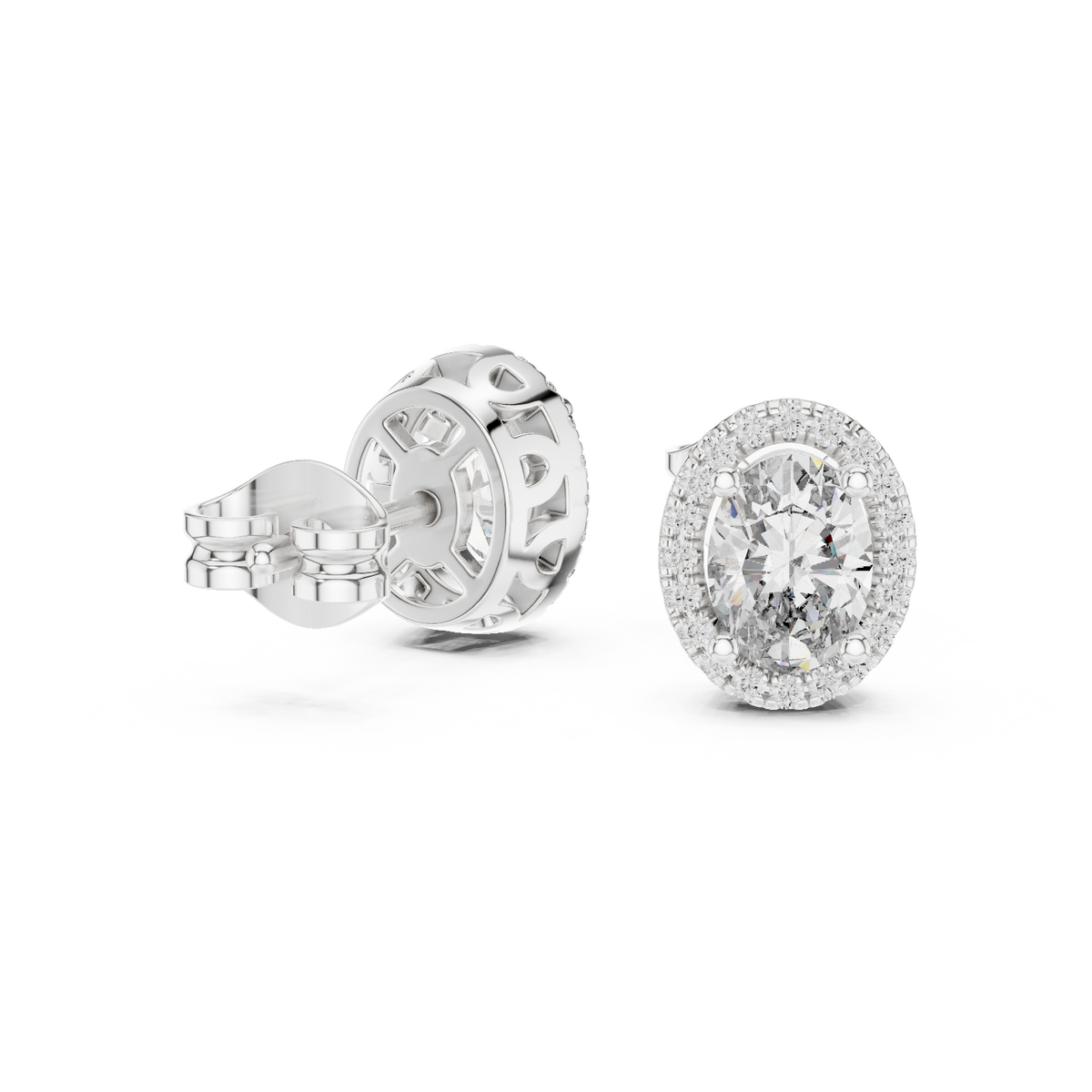 Calista Oval Diamond Halo Studs