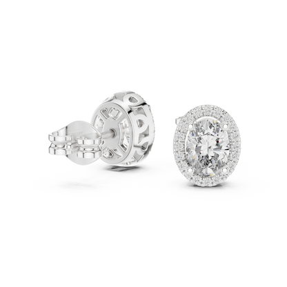 Calista Oval Diamond Halo Studs