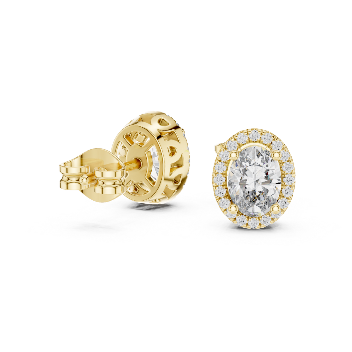 Calista Oval Diamond Halo Studs