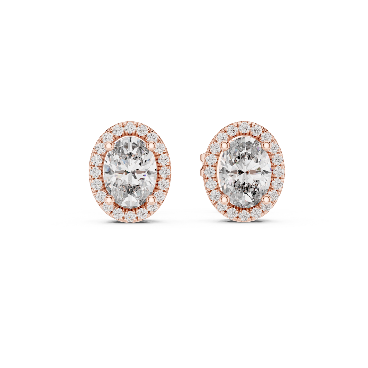 Calista Oval Diamond Halo Studs