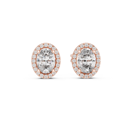 Calista Oval Diamond Halo Studs