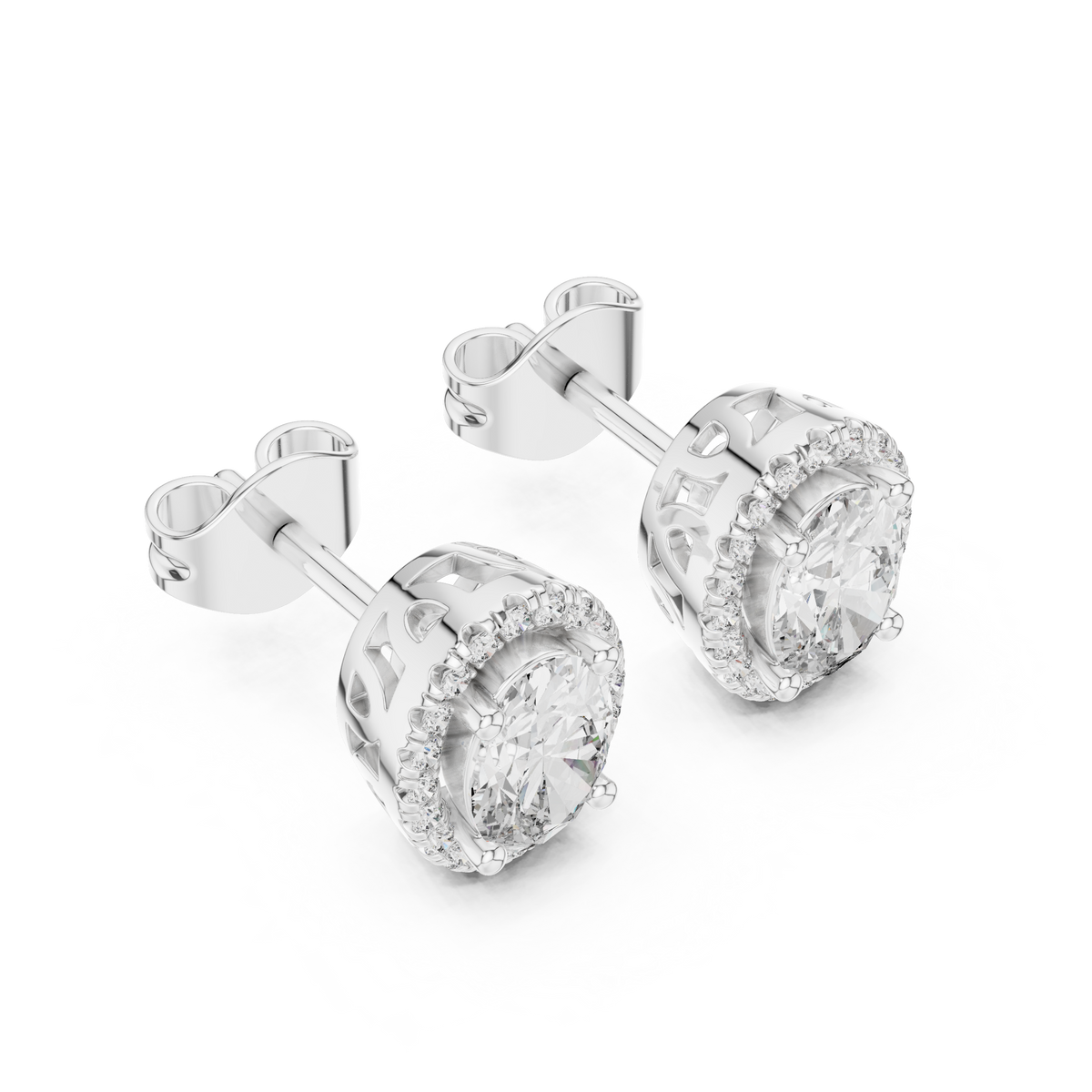Calista Oval Diamond Halo Studs