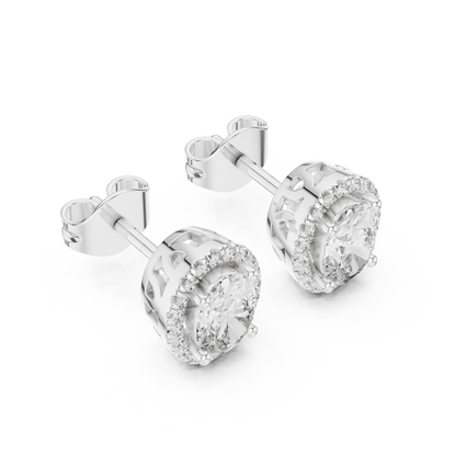 Calista Oval Diamond Halo Studs