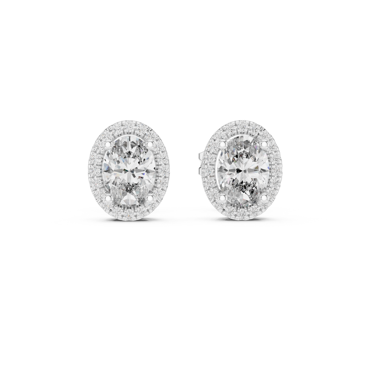 Calista Oval Diamond Halo Studs