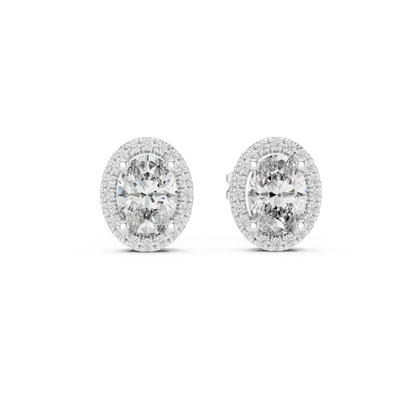 Calista Oval Diamond Halo Studs