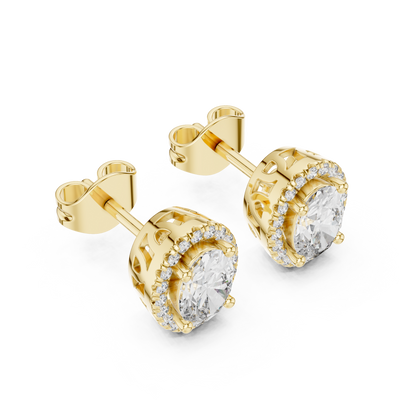 Calista Oval Diamond Halo Studs
