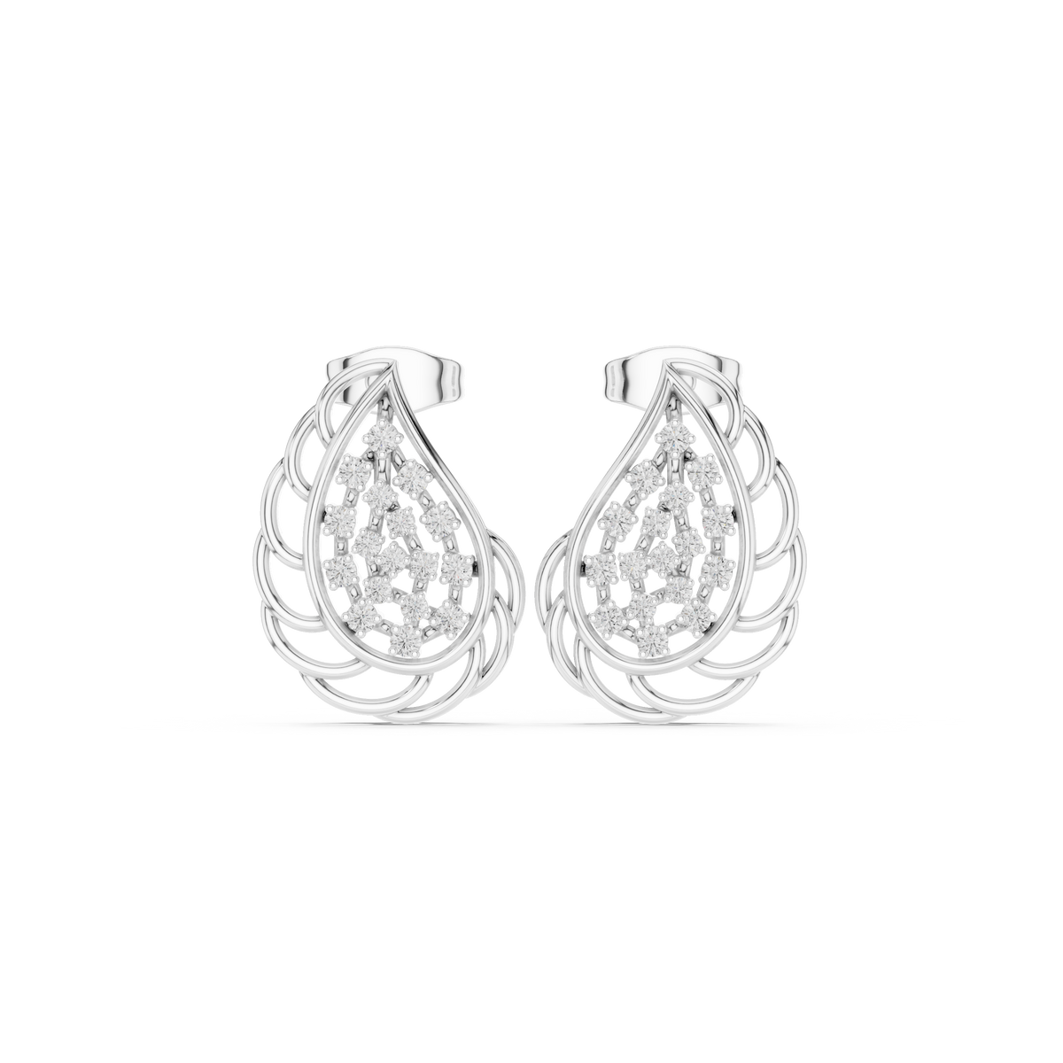 Selvaris Paisley Diamond Teardrop Studs