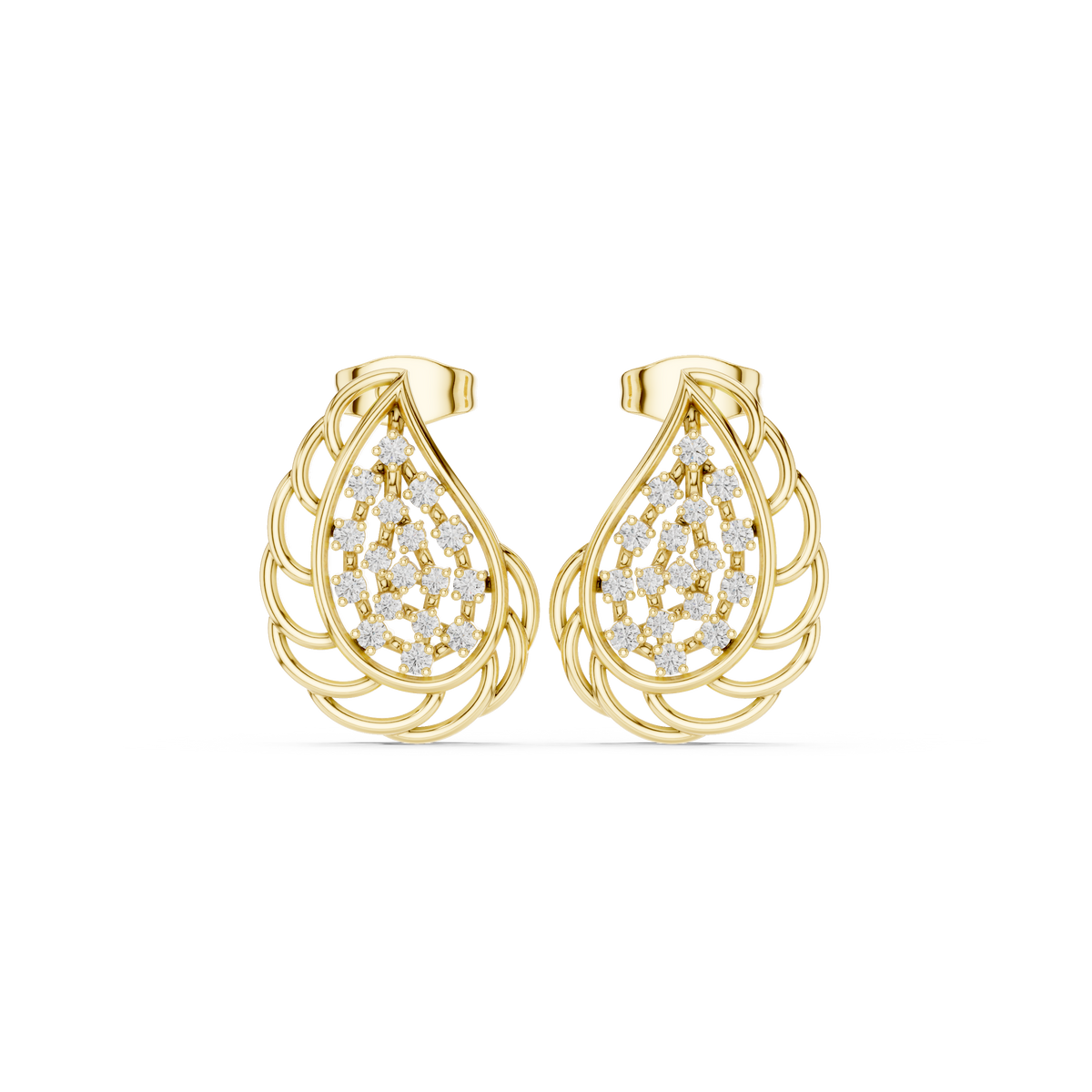 Selvaris Paisley Diamond Teardrop Studs