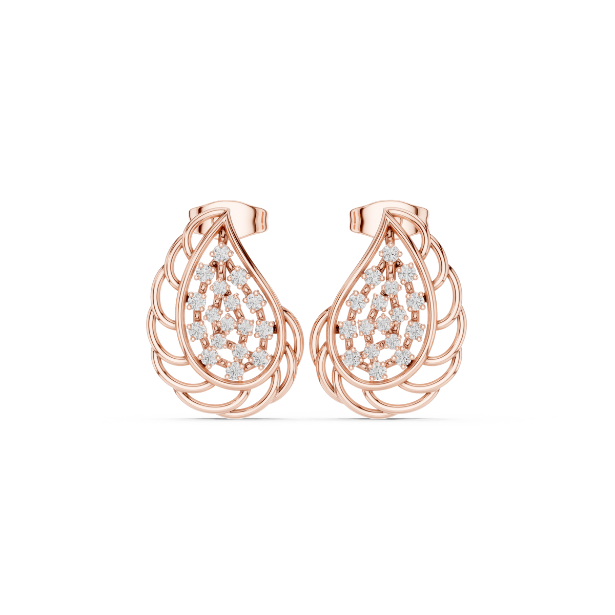Selvaris Paisley Diamond Teardrop Studs