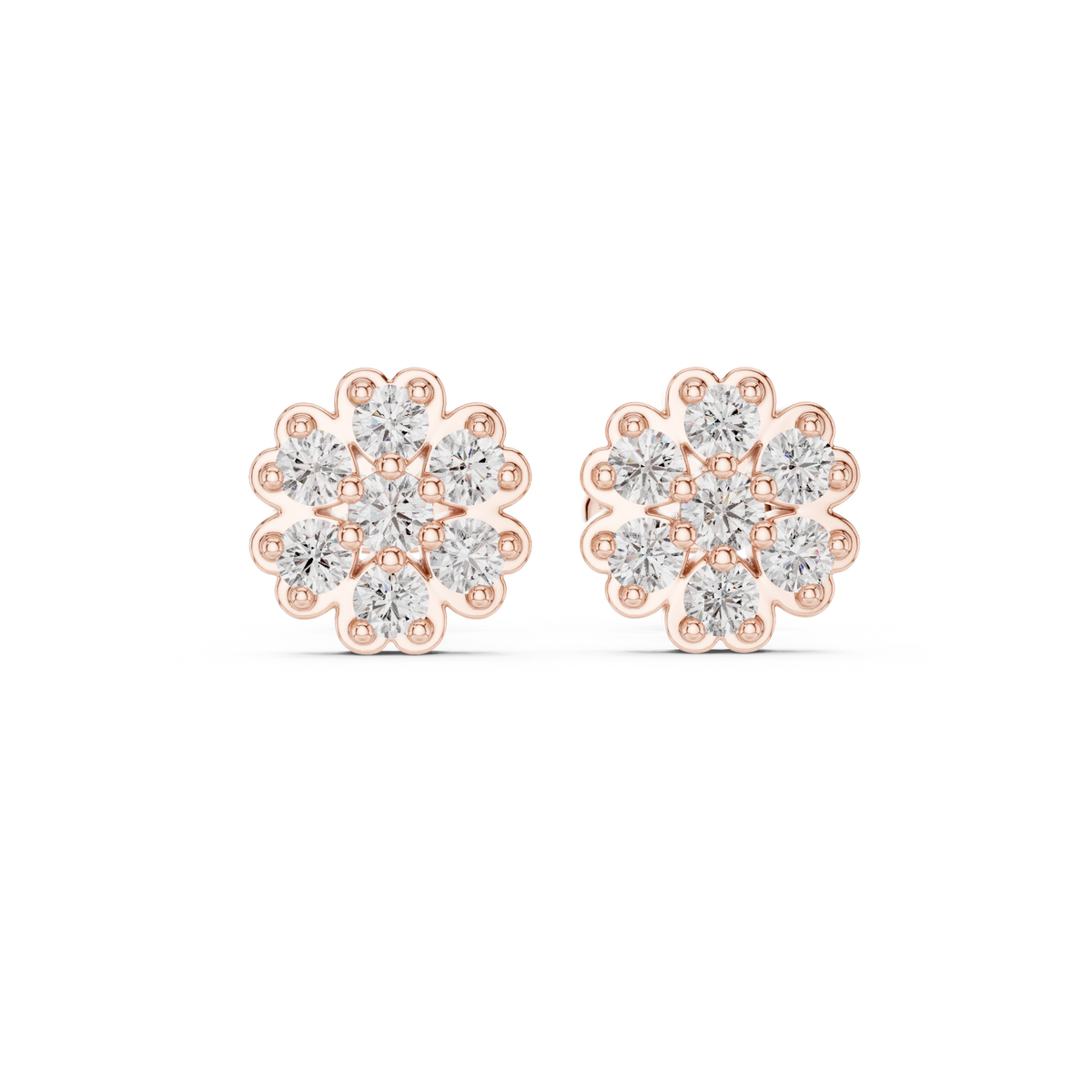 Avelisse Floral Diamond Cluster Studs