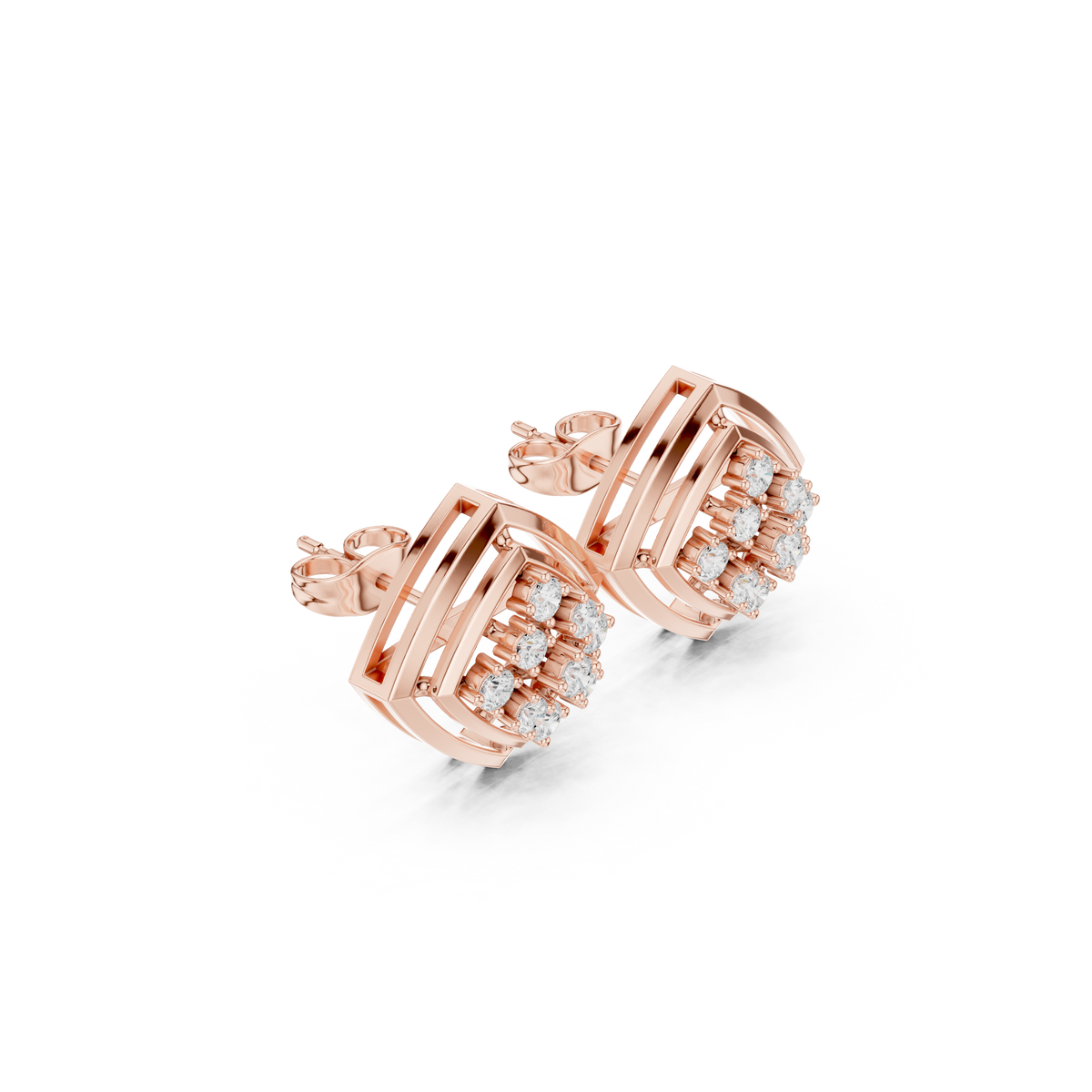 Seravelle Kite Frame Floral Diamond Studs