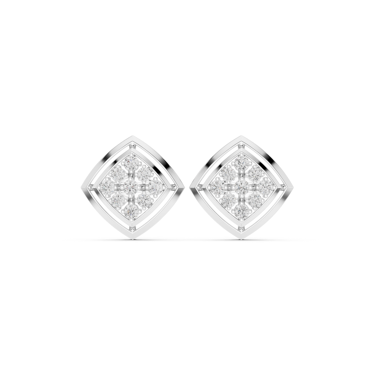 Seravelle Kite Frame Floral Diamond Studs