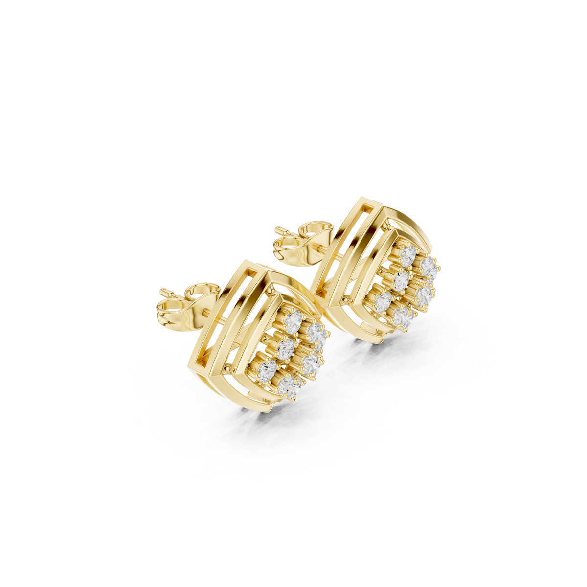 Seravelle Kite Frame Floral Diamond Studs