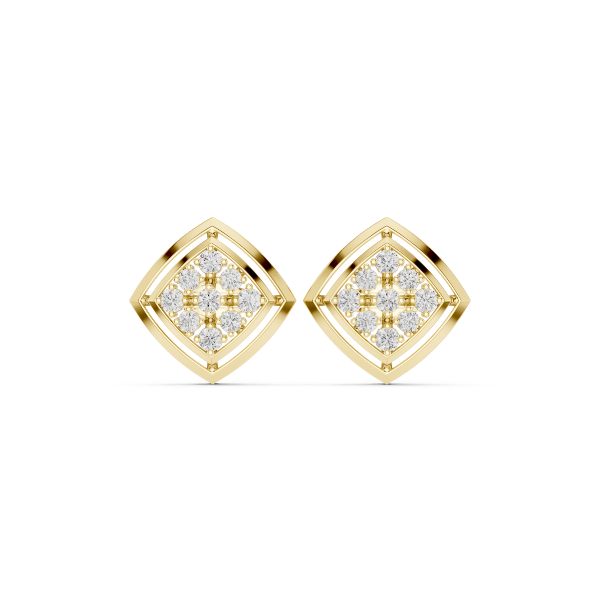 Seravelle Kite Frame Floral Diamond Studs