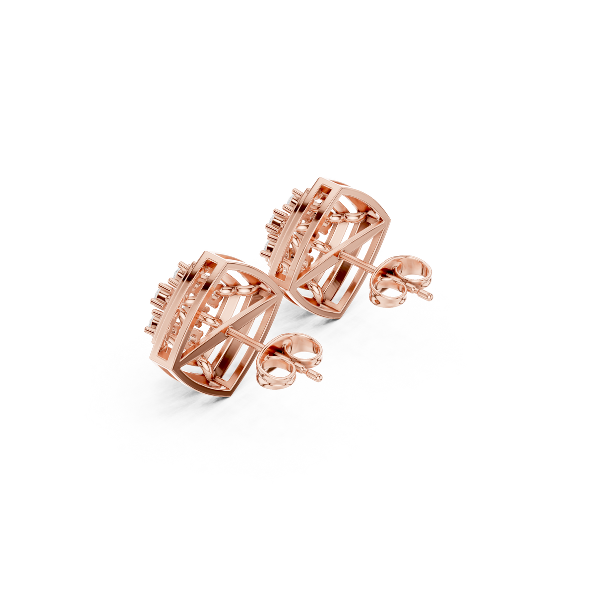 Seravelle Kite Frame Floral Diamond Studs