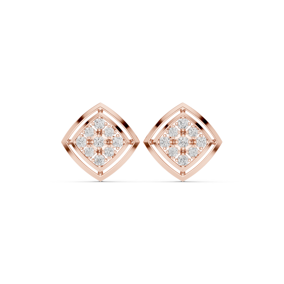 Seravelle Kite Frame Floral Diamond Studs