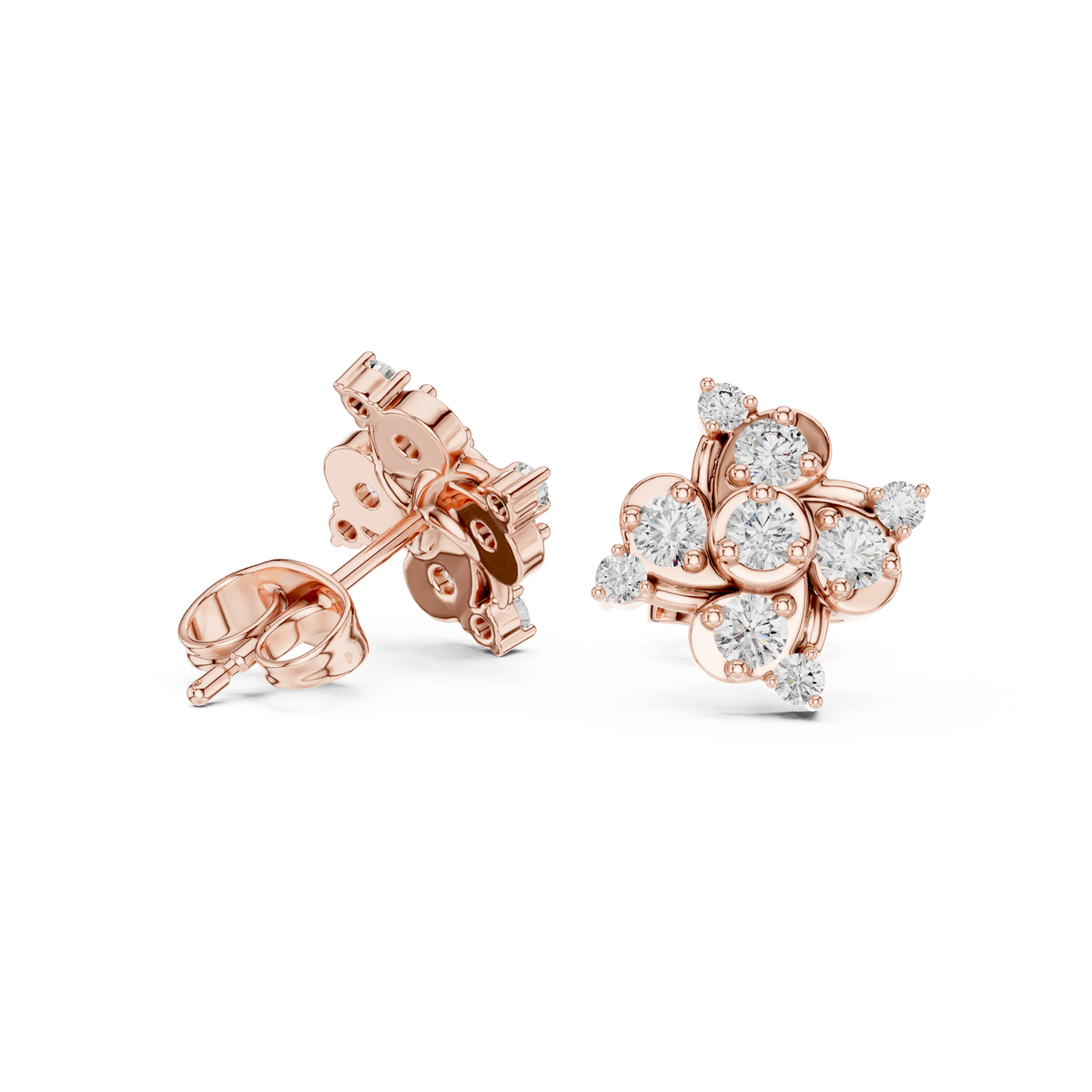 Zelvienne Sculpted Floral Diamond Studs