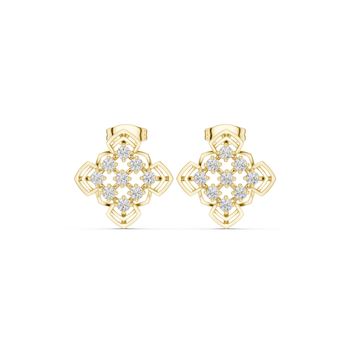 Zelvara Clover Diamond Cluster Studs