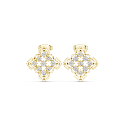 Zelvara Clover Diamond Cluster Studs