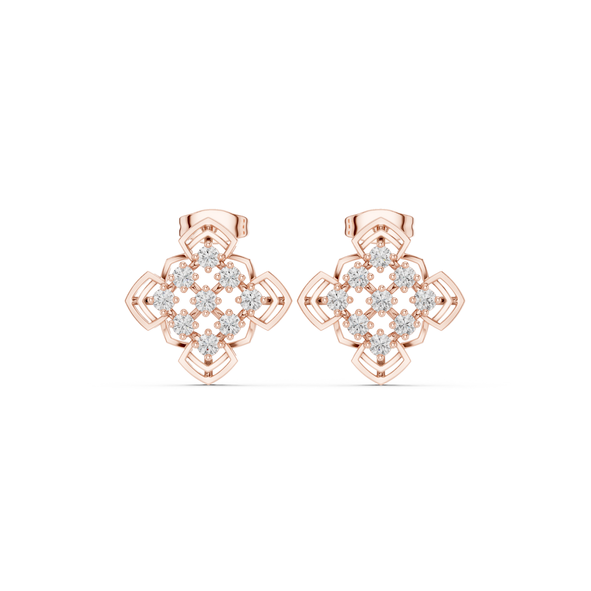 Zelvara Clover Diamond Cluster Studs