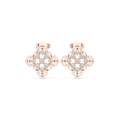 Zelvara Clover Diamond Cluster Studs