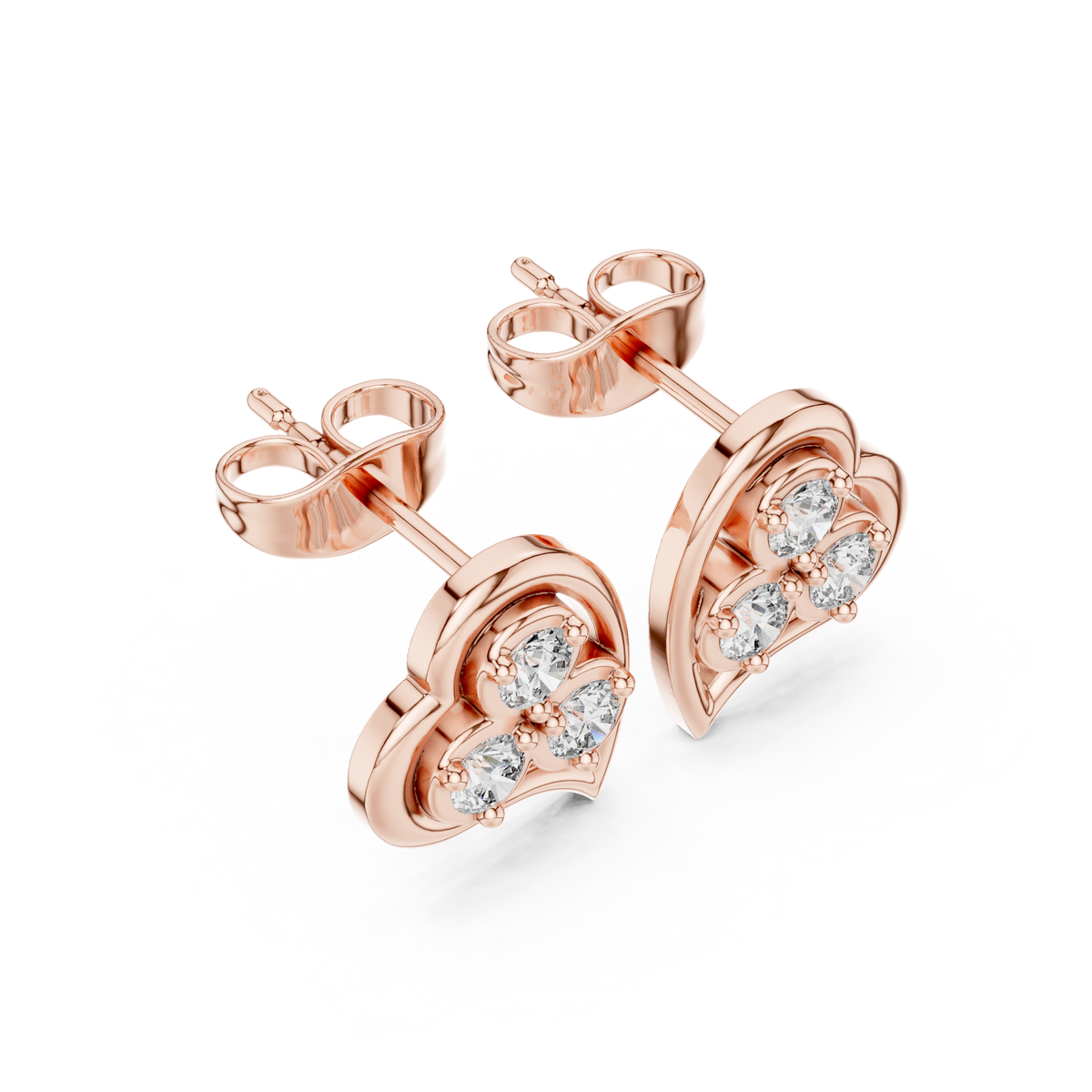Lunavelle Triple Bloom Heart Studs
