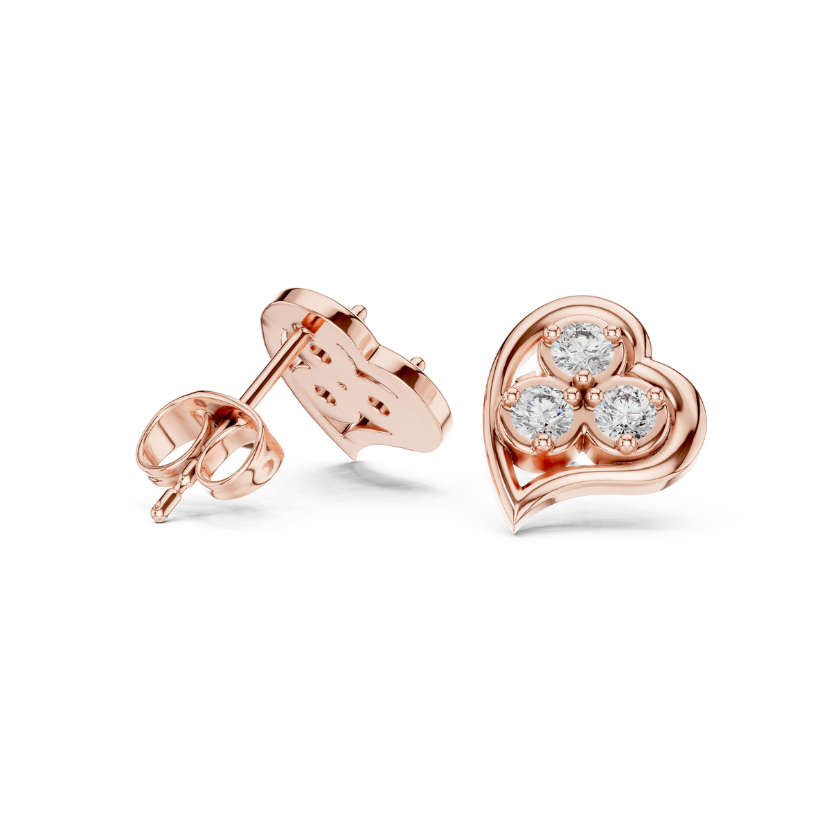 Lunavelle Triple Bloom Heart Studs