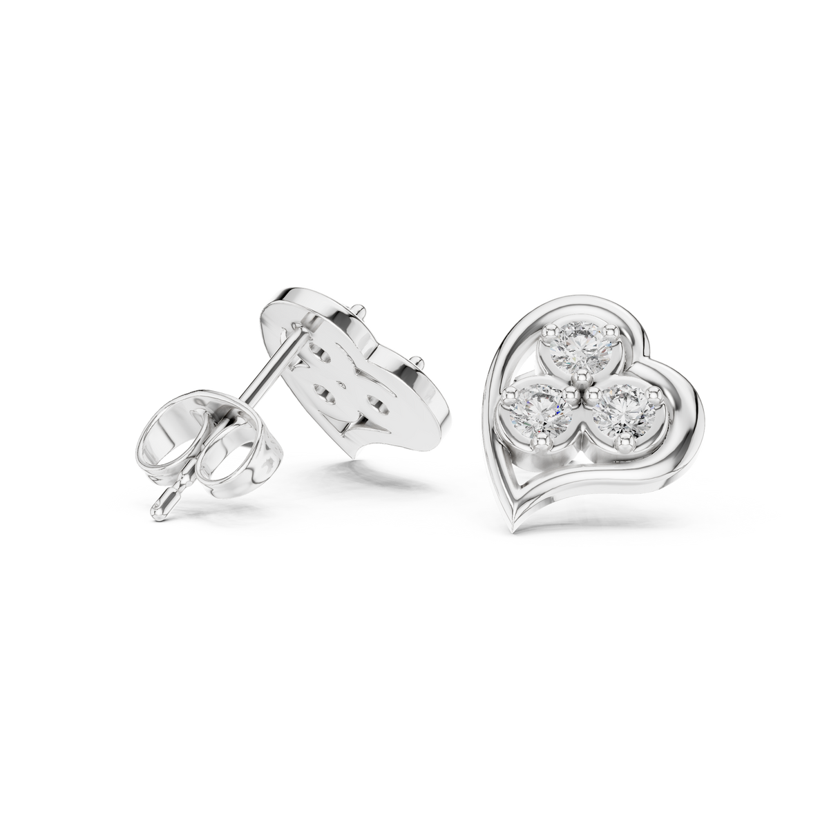 Lunavelle Triple Bloom Heart Studs