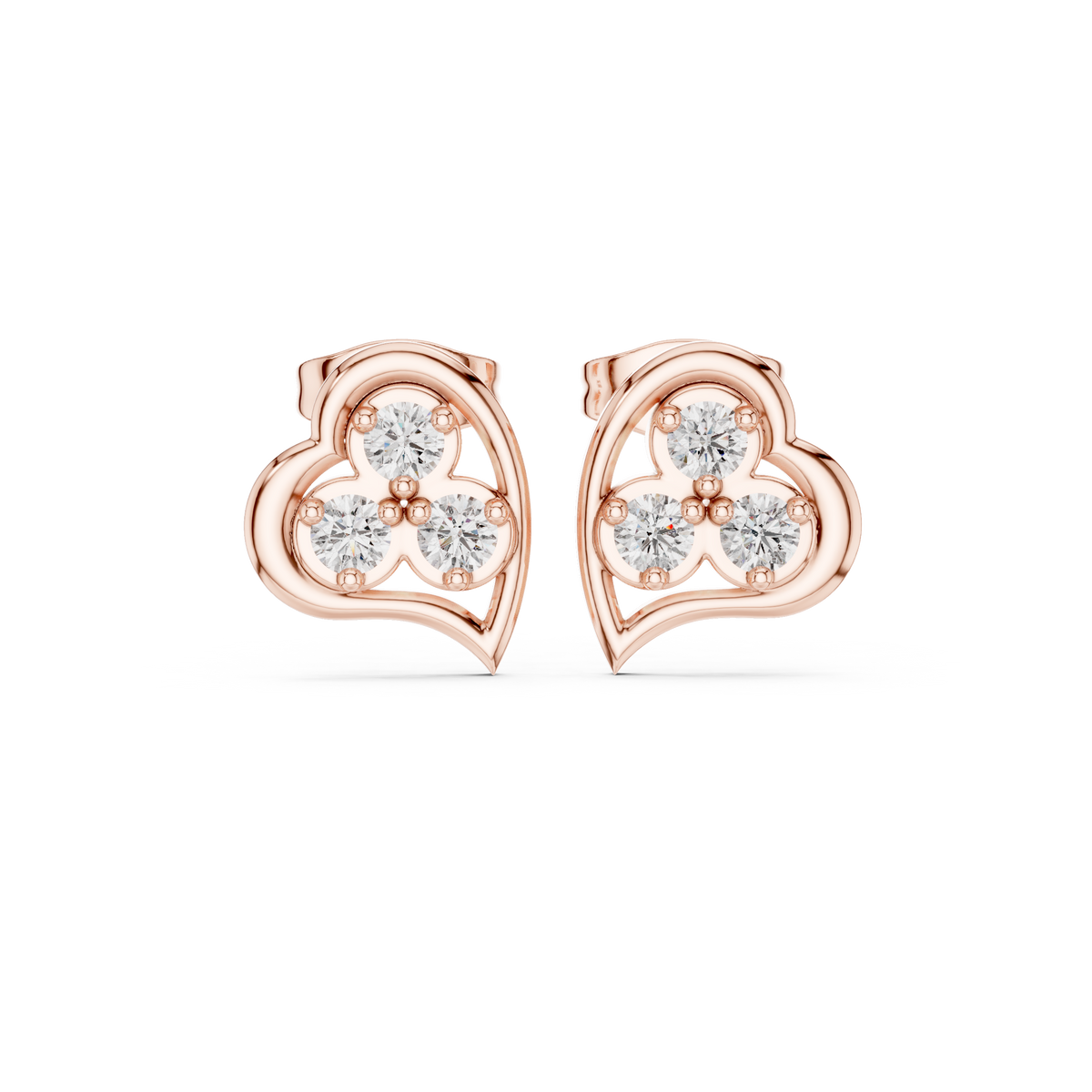 Lunavelle Triple Bloom Heart Studs