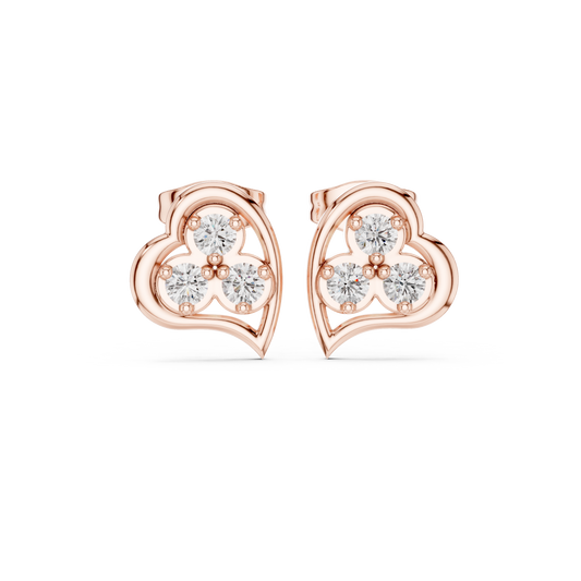 Lunavelle Triple Bloom Heart Studs
