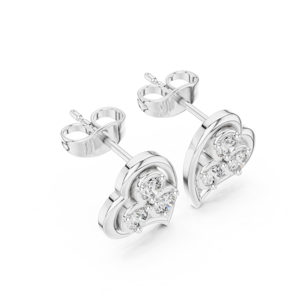 Lunavelle Triple Bloom Heart Studs