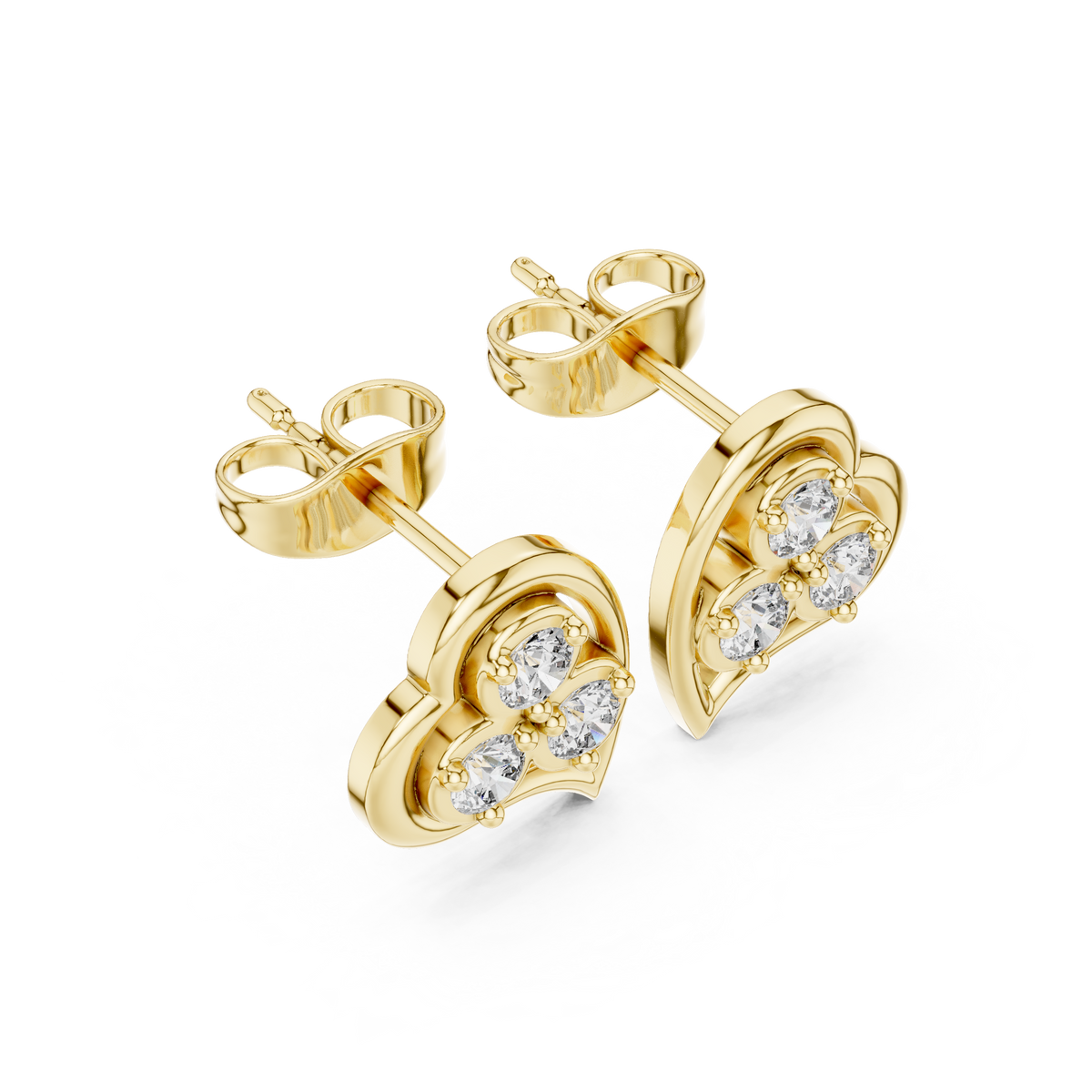 Lunavelle Triple Bloom Heart Studs