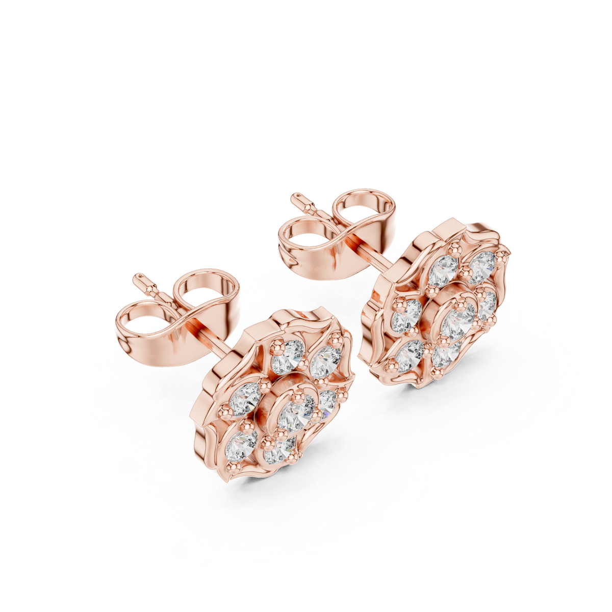 Virelisse Scalloped Bloom Diamond Studs