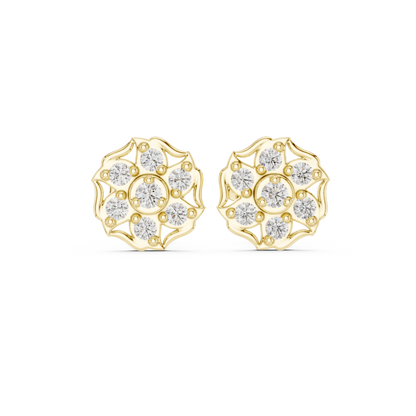 Virelisse Scalloped Bloom Diamond Studs