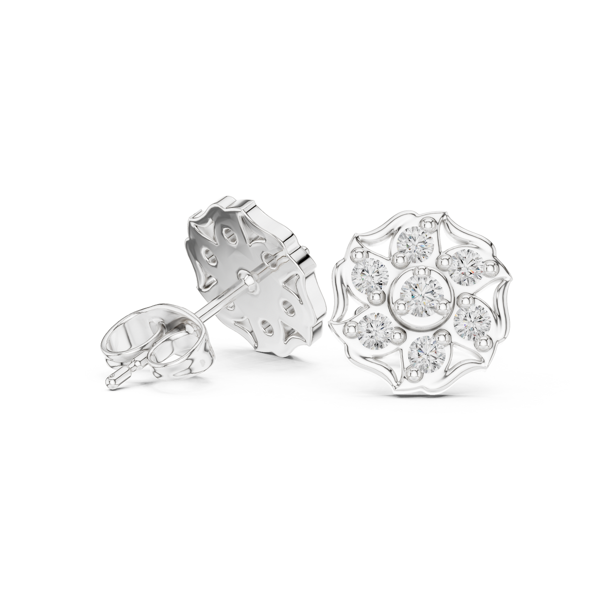 Virelisse Scalloped Bloom Diamond Studs