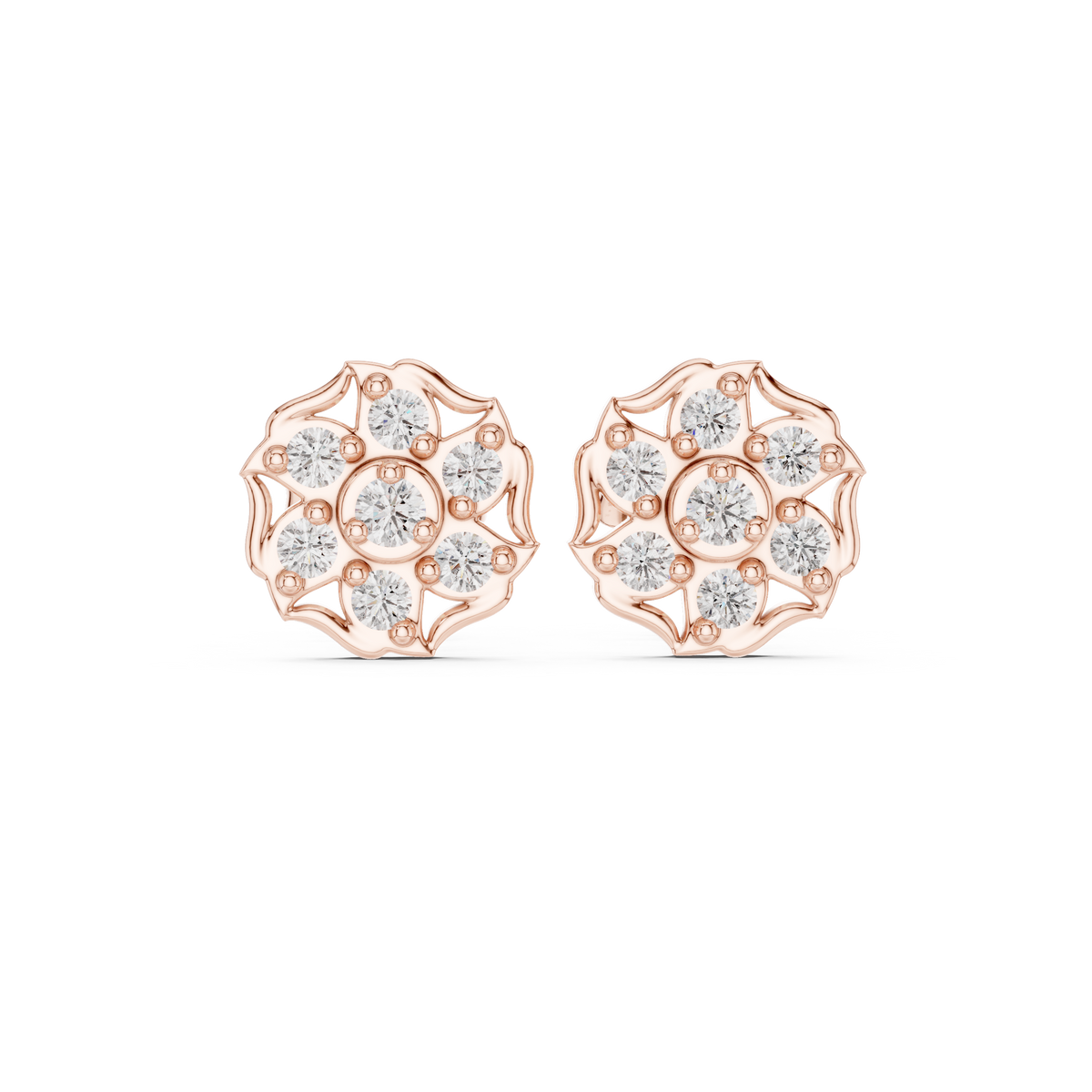 Virelisse Scalloped Bloom Diamond Studs