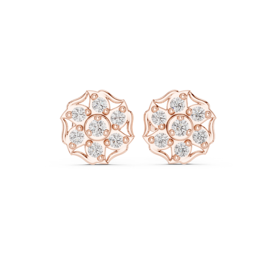 Virelisse Scalloped Bloom Diamond Studs