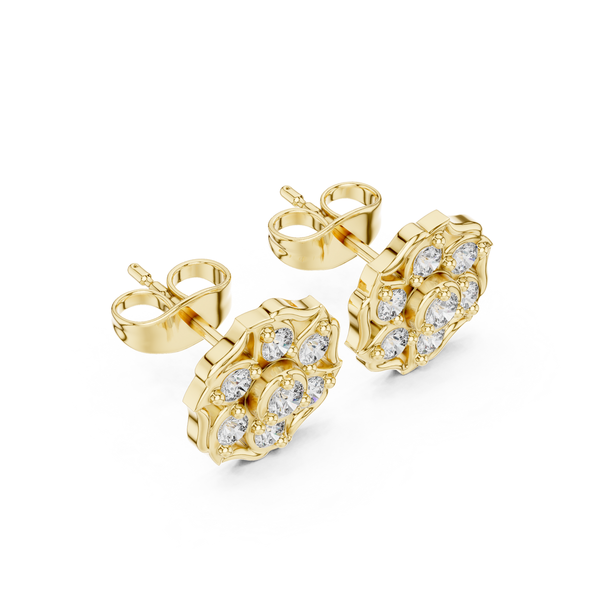 Virelisse Scalloped Bloom Diamond Studs